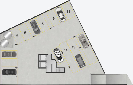 Planta baixa ilustrada do subsolo das áreas comuns e infraestrutura do empreendimento Match da construtora Zuckhan.